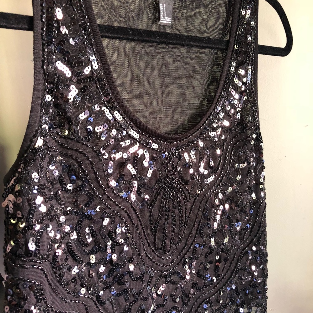 Black Sequin Crop Top